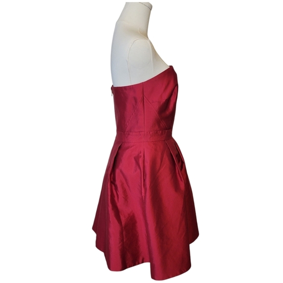 Vineyard Vines Red Silk and Cotton Strapless Dress Size 4 - Picture 4 of 6